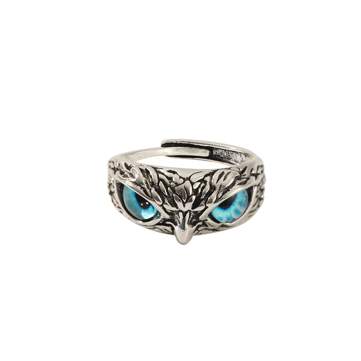 Vintage Owl Rings with Adjustable Blue Eyes